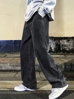 Men's Regular Fit Multi-Pocket Jeans Street Style Cotton Blend Denim Black Gray Non-Stretch All-Season Wear Classic Desi