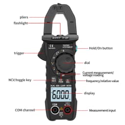 ZOYI Digital Clamp Meter 600A Current True RMS Smart Plier Ammeter Auto Rang 6000 Multimeter DC AC Voltage Hz Ohm NCV Tester