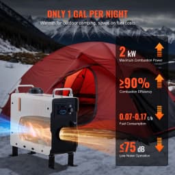SucceBuy 2KW Diesel Heater 12V/24V All in One Diesel Air Heater with Remote Control Display Screen CO Alarm for Vehicle&Outdoor