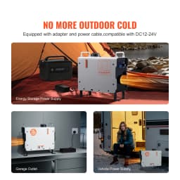 SucceBuy 2KW Diesel Heater 12V/24V All in One Diesel Air Heater with Remote Control Display Screen CO Alarm for Vehicle&Outdoor