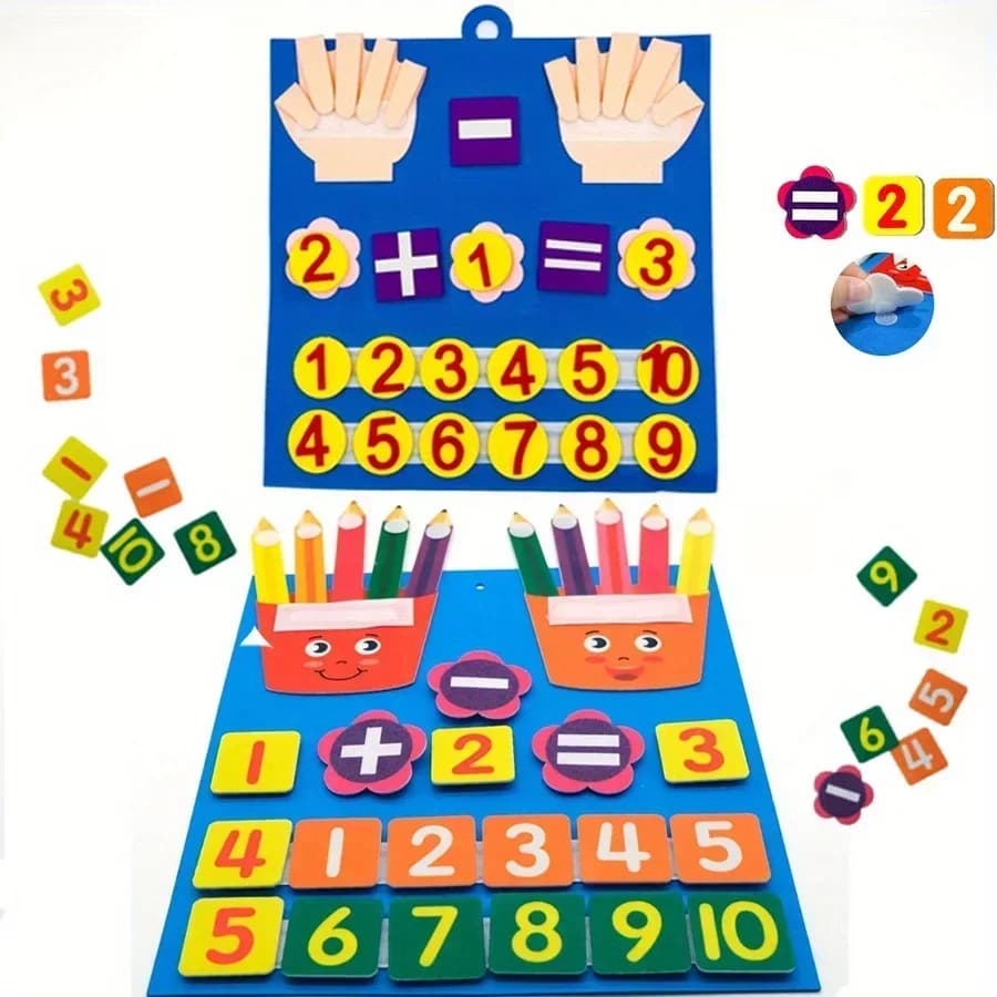 2 Pcs Kid Pencil Shape Toys Felt Finger Numbers Math Toy Children Counting Early Learning for kids Develop Christmas Gifts