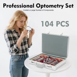 104-Piece Optical Trial Lens Set Professional Optometry Lenses Kit Vision Testing Lenses Set with Carrying Case & Eye Chart