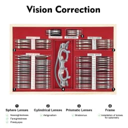 104-Piece Optical Trial Lens Set Professional Optometry Lenses Kit Vision Testing Lenses Set with Carrying Case & Eye Chart