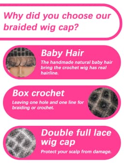 Premium Nylon Wig Cap for Women ,DIY Weaving,Breathable & Comfortable,Double Full Lace Crochet Wig Cap with Baby Hair