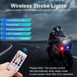 4PCS Car Decoration Light Atmospher Lamp Wireless LED Strobe Lights 8 Colors Warning Light for Motorcycle Car Aircraft Bike