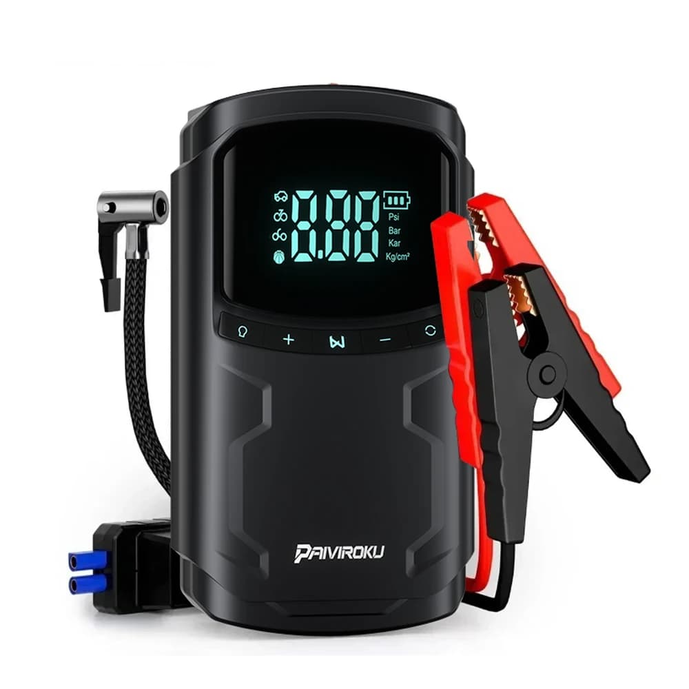 Car Jump Starter with Air Compressor Peak 5000A Auto Battery Booster 150PSI Air Pump Portable Power Bank Tire Inflator Lighting