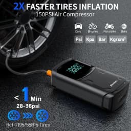 Car Jump Starter with Air Compressor Peak 5000A Auto Battery Booster 150PSI Air Pump Portable Power Bank Tire Inflator Lighting