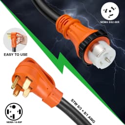 15FT 50 Amp Generator Cord and Pre-Drilled Power Inlet Box, Extension Cord Twist Locking for Outdoor Emergency Kit