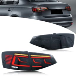 LED Tail Lights for Volkswagen VW Jetta 2015-2018 MK6 VI Sequential Turn Signal Dynamic Animation Black Rear Lamps Assembly