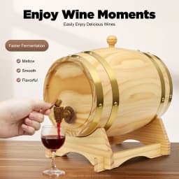 5L Pine Wine Barrel, Wine-Barrel, Wood Wine Container with Stand Faucet for Home Wine Cellar, Whiskey