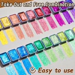 60 Colors Pearl Watercolor Pigment, Metallic Solid Paint Portable Art Kit for Painting, Perfect Gifts, Starry Color