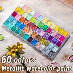 60 Colors Pearl Watercolor Pigment, Metallic Solid Paint Portable Art Kit for Painting, Perfect Gifts, Starry Color