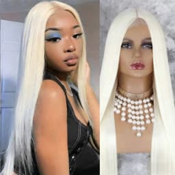 Platinum White Straight Lace Front Wig 250 Density Lace Front Wigs 13x4 HD Lace Front Wig Human Hair for Women with Baby Hair
