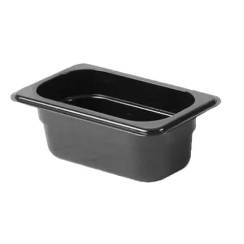 Food Pan, 1/9 Size, 2-1/2" deep, Shatter and Scratch Resistant, Dishwasher Safe, Polycarbonate, Black, NSF