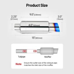 Car Exhaust Pipe Muffler 2.25" 57MM Inlet 3" 76MM Outlet Stainless Steel Universal Straight Through N1 Style Burnt Exhaust Tip