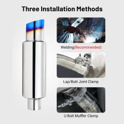 Car Exhaust Pipe Muffler 2.25" 57MM Inlet 3" 76MM Outlet Stainless Steel Universal Straight Through N1 Style Burnt Exhaust Tip