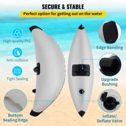 SucceBuy 2 PCS Kayak Outrigger Stabilizers PVC Inflatable Outrigger Float with Sidekick Arms Rod Fit for Canoes, Fishing Boats