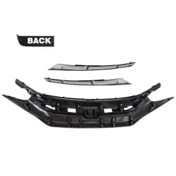 Black Factory Style Front Hood Mesh Grill Grille Eyelid Compatible with 2016-2018 Honda Civic