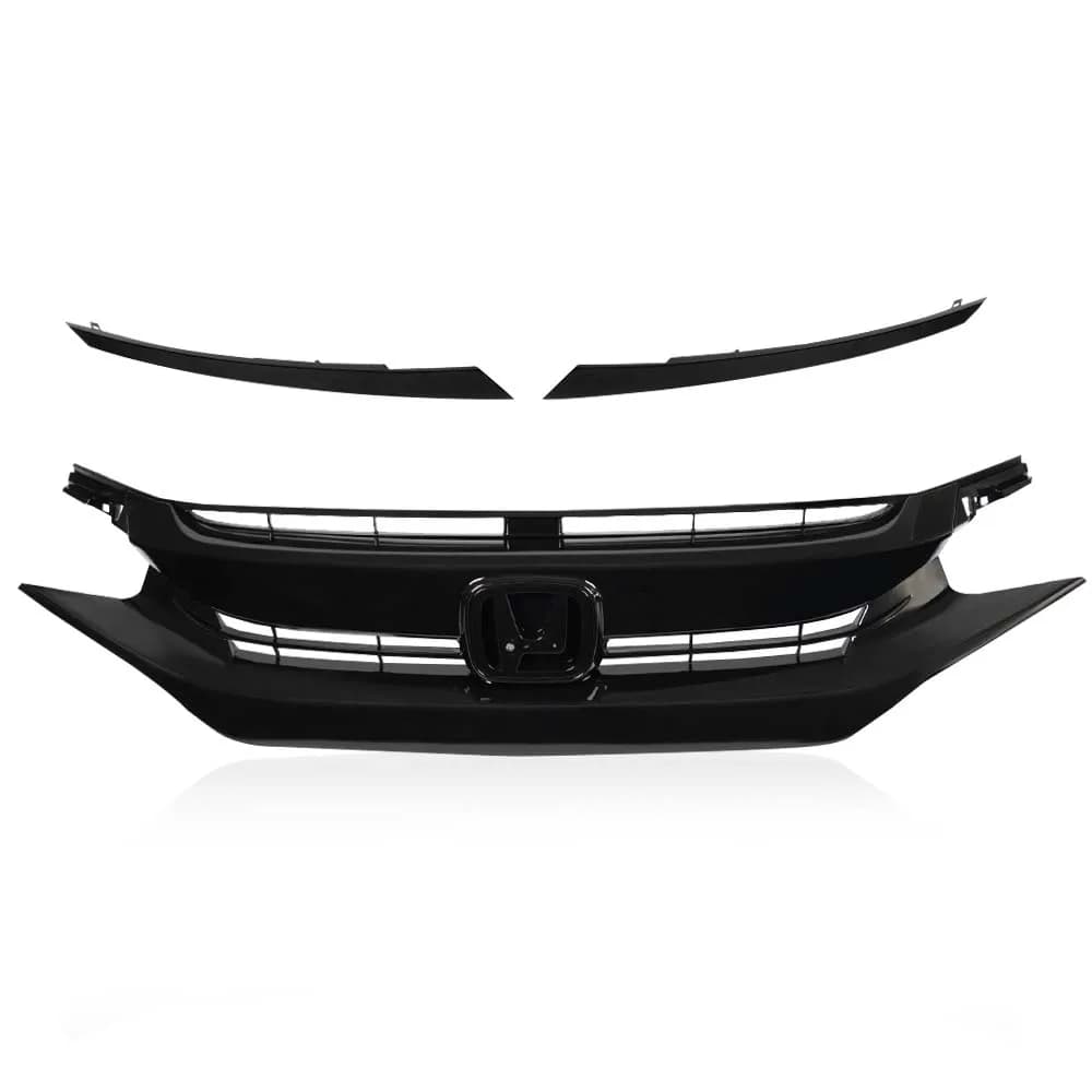 Black Factory Style Front Hood Mesh Grill Grille Eyelid Compatible with 2016-2018 Honda Civic