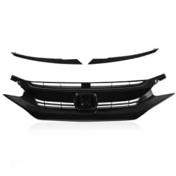 Black Factory Style Front Hood Mesh Grill Grille Eyelid Compatible with 2016-2018 Honda Civic