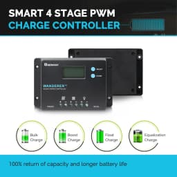 Renogy 10 Amp 12V/24V PWM Negative Ground Solar Charge Controller Compact Design w/LCD Display for AGM, Gel