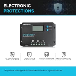 Renogy 10 Amp 12V/24V PWM Negative Ground Solar Charge Controller Compact Design w/LCD Display for AGM, Gel