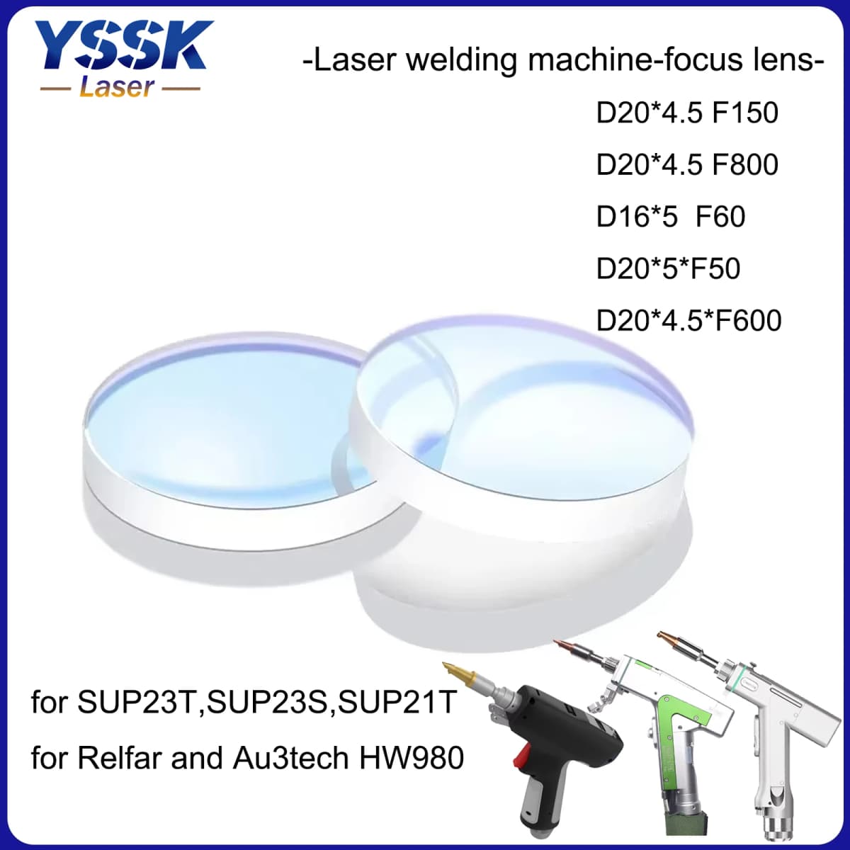 Handheld Welding Machine Focus Lens D20*4.5 -F150 Protective Lens for Laser Welding Gun cutting Head