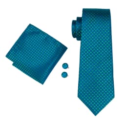Blue Green Plaid Men Tie Handkerchief Cufflinks Set Jacquard Necktie for Man Male Wedding Business Ties Formal Dad Husband Gift