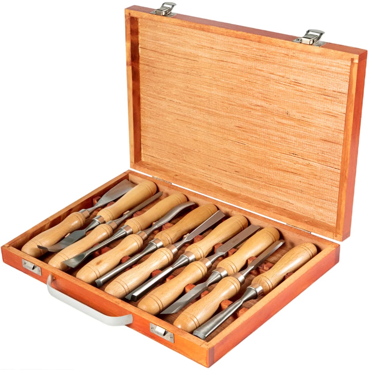SucceBuy 12-Piece Wood Lathe Chisel Set, 3.75" Blade, Woodworking & Carving Tools with Wooden Case for Furniture & Root Crafting