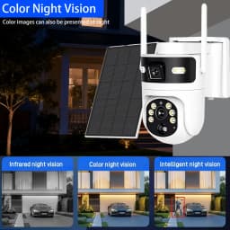 8MP 4K 4G SIM Card PTZ IP Camera Record Built-in Battery Dual Lens Solar Outdoor Camera Solar Panel P2P ICam365 PIR Detection