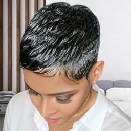 Pixie Cut Wig for Women Brazilian Remy Human Hair Short Wave Style with 99j Color Full Machine-Made