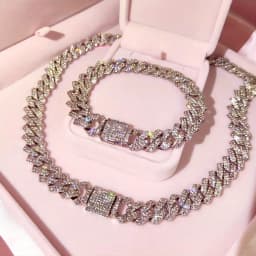 1pcs Silvery 14Mm Square Cuban Link Chain Necklace for Men - Shining Hip Hop Cuban Chain Collarbone Necklace Set