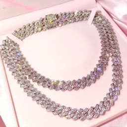 1pcs Silvery 14Mm Square Cuban Link Chain Necklace for Men - Shining Hip Hop Cuban Chain Collarbone Necklace Set