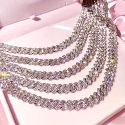 1pcs Silvery 14Mm Square Cuban Link Chain Necklace for Men - Shining Hip Hop Cuban Chain Collarbone Necklace Set