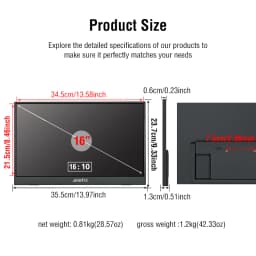 16 inch Portable Monitor 144Hz HDR IPS Gaming Monitor USB TYPE C HDMI for Phone Laptop Desktop Switch PS4 XBOX