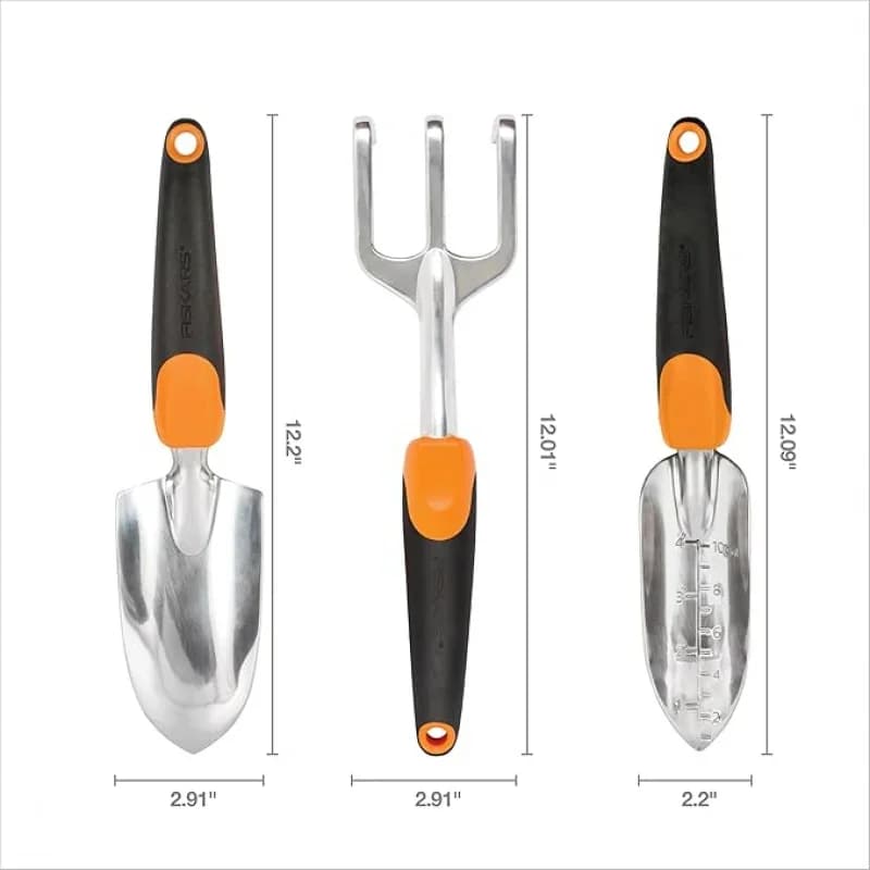Heavy Duty 3-Piece Garden Tools, Magnesium Alloy with Centimeter Scale, Soft Grip Handle Reduces Fatigue, for Yard Work