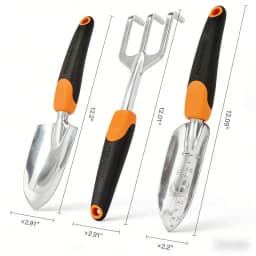 Heavy Duty 3-Piece Garden Tools, Magnesium Alloy with Centimeter Scale, Soft Grip Handle Reduces Fatigue, for Yard Work