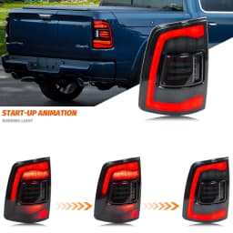 LED Tail Lights for Dodge Ram 1500 2500 3500  2009-2018 Sequential Turn Signal Start-up Animation Black Rear Lamps Assembly