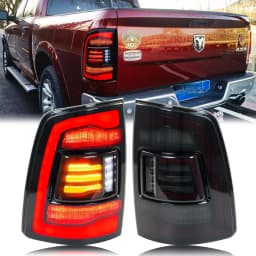 LED Tail Lights for Dodge Ram 1500 2500 3500  2009-2018 Sequential Turn Signal Start-up Animation Black Rear Lamps Assembly