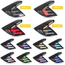 LED RGB Tail Lights for Honda Civic Hatchback Type-R 2016-2020 Colorful Sequential Turn Signal Rear Lamps Assembly