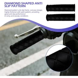 2PCS 7/8" Motorcycle Hand Grips, Non Slip Rubber Bar End Thruster or 22mm/24mm Handles, Unil or MotoScooter Dirt Bike (Black)