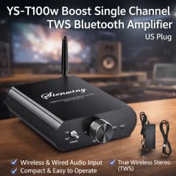 Docreate YS-T100W TPA3116 Bluetooth 5.3 Mono Amp with APP Control 12-24V Boost Mini Audio Amplifier For Outdoor PC Subwoofer US