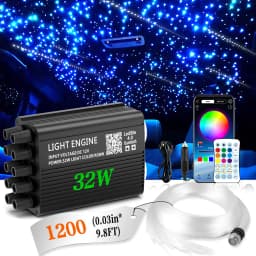 1200PCS Twinkle Starlight Headliner DIY Kit – Fiber Optic Car Ceiling Lights with Meteor Effect, RGBW Modes, Bluetooth Control