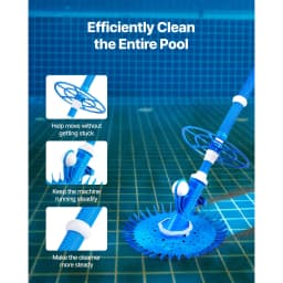 SucceBuy Suction Pool Cleaner Automatic Pool Vacuum Cleaner with 12 Hoses for In-ground Pool and Above-ground Pool Up to 20x35ft