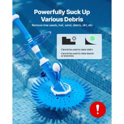 SucceBuy Suction Pool Cleaner Automatic Pool Vacuum Cleaner with 12 Hoses for In-ground Pool and Above-ground Pool Up to 20x35ft