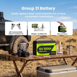 CyperOcean 12V 100Ah LiFePO4 Battery 100A BMS 6000 Cycles Low-Temp Protection 1280Wh For RV/Marine/ Home Storage/ Off-grid, 5-Year Warranty