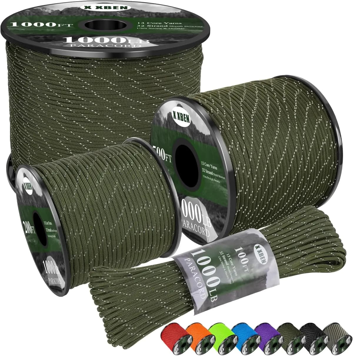 Paracord Reflective 1000lb, 100ft 4mm, 13 Strand Paracord Rope, Tactical Parachute Cord for Camping, Fishing, Clothesline, Hammo