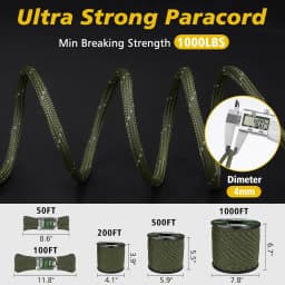 Paracord Reflective 1000lb, 100ft 4mm, 13 Strand Paracord Rope, Tactical Parachute Cord for Camping, Fishing, Clothesline, Hammo