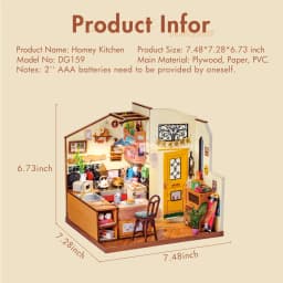 Rolife DIY Miniature House Kit Cozy Kitchen 3D Wooden Puzzle Dollhouse Building Model Kit for Home Decor Gift for Adults Friends
