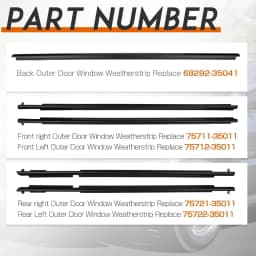 5Pcs Door Weatherstrip Window Moulding Trim Seal Belt Kit For Toyota 4Runner 2003~2009 Black Window Rubber Trim Car Weatherstrip
